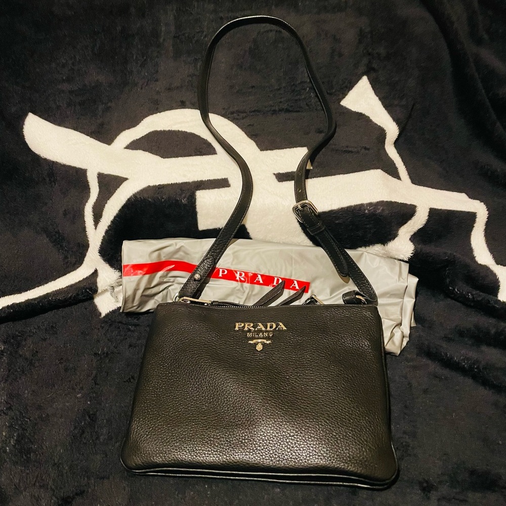 Authentic Prada Vitello Phen black Leather Crossbody Bag with dustbag - Picture 6 of 8